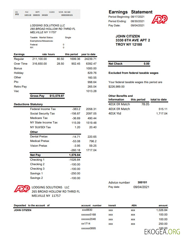 États Unis ADP Business Statement des résultats de l'entreprise Excel PDF